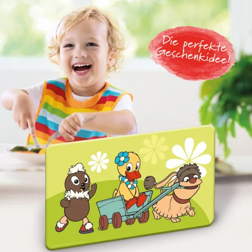 Pittiplatsch Schnatterinchen Moppi Frühstücksbrettchen grün*Trötsch Clearance