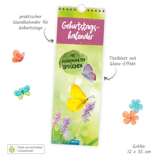 Trötsch Immerwährender Kalender*Wandkalender Geburtstagskalender mit ausgewählten Sprüchen