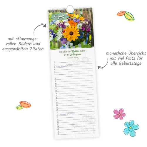 Trötsch Immerwährender Kalender*Wandkalender Geburtstagskalender mit ausgewählten Sprüchen