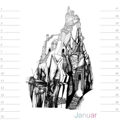 Stadler Kalender Immerwährender Kalender-Virtuelle Architektur - zum Ausmalen. Immerwährender Geburtstags- und Tischkalender