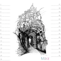 Stadler Kalender Immerwährender Kalender-Virtuelle Architektur - zum Ausmalen. Immerwährender Geburtstags- und Tischkalender