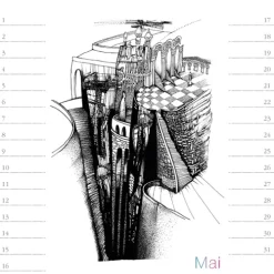 Stadler Kalender Immerwährender Kalender-Virtuelle Architektur - zum Ausmalen. Immerwährender Geburtstags- und Tischkalender