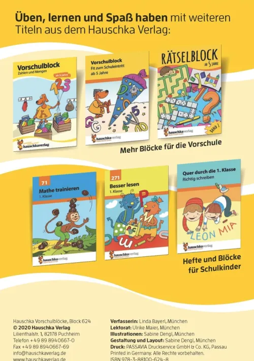 Hauschka Verlag GmbH 3-6 Jahre*Vorschulblock - Logisches Denken, rätseln und knobeln ab 5 Jahre