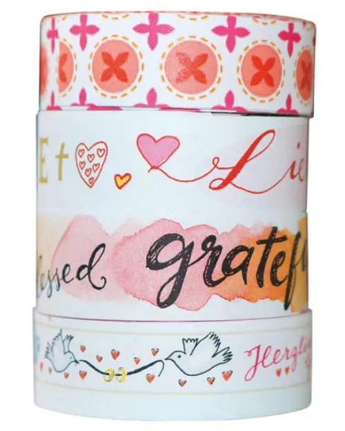 Katholisches Bibelwerk Klebstoff & Klebebänder-Washi Tapes Design Rot, 4 Rollen