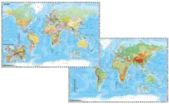 Stiefel Eurocart GmbH Schreibtischunterlagen*Weltkarte mit Ausschnitt Zentraleuropa / Weltkarte physisch. Duo-Schreibunterlage