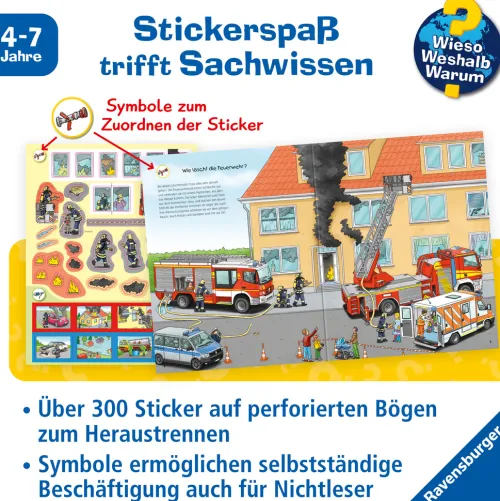 Ravensburger Verlag Stickerhefte-Wieso? Weshalb? Warum? Stickerheft: Feuerwehr