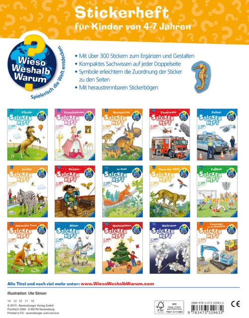 Wieso? Weshalb? Warum? Stickerheft: Tiere der Welt*Ravensburger Verlag Online