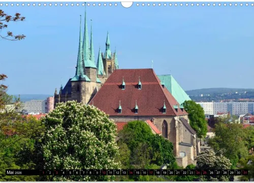 Calvendo Wandkalender-Willkommen in ERFURT (Wandkalender 2026 DIN A3 quer), Monatskalender