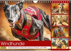 Calvendo Wandkalender*Windhunde. Seelenflüsterer zwischen Anmut, Tempo und Stille (Wandkalender 2026 DIN A4 quer), Monatskalender