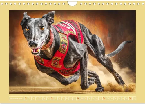 Calvendo Wandkalender*Windhunde. Seelenflüsterer zwischen Anmut, Tempo und Stille (Wandkalender 2026 DIN A4 quer), Monatskalender