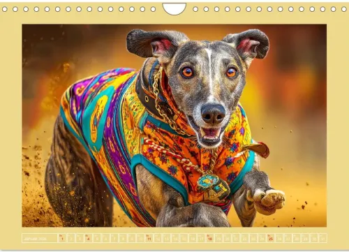 Calvendo Wandkalender*Windhunde. Seelenflüsterer zwischen Anmut, Tempo und Stille (Wandkalender 2026 DIN A4 quer), Monatskalender