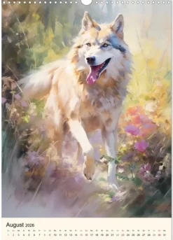 Calvendo Wandkalender-Wölfe. Zarte Aquarelle von beeindruckenden Tieren (Wandkalender 2026 DIN A3 hoch), Monatskalender