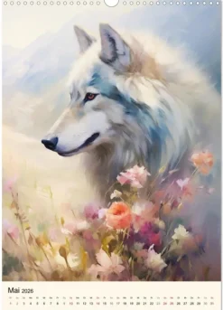 Calvendo Wandkalender-Wölfe. Zarte Aquarelle von beeindruckenden Tieren (Wandkalender 2026 DIN A3 hoch), Monatskalender