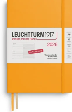 LEUCHTTURM1917 Wochenkalender*Wochenkalender und Notizbuch Medium (A5) 2026, Rising Sun, Deutsch