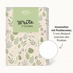 Naumann & Göbel Verlagsg. Notizbücher & -Blöcke*Write It Down . Nachhaltiges Notizbuch in A5 mit Hardcover und Pflanzen-Motiv
