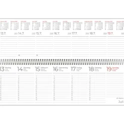 Zettler Tischquerkalender 1W/2S Rot 2026 - Bürokalender 30x10 cm, Wochenkalender mit 1 Woche auf 2 Seiten, 3-sprachigem Kalendarium, Spiralbindung & Stundeneinteilung 7-19 Uhr*teNeues Calendars & Stationery GmbH & Co. KG